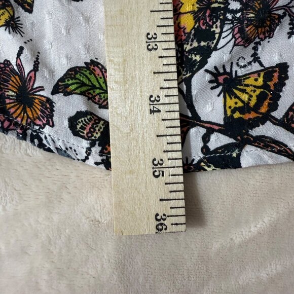 Free People Dress Women's Medium Boho Flowing Long Sleeve Tie Detail Floral - Picture 13 of 13